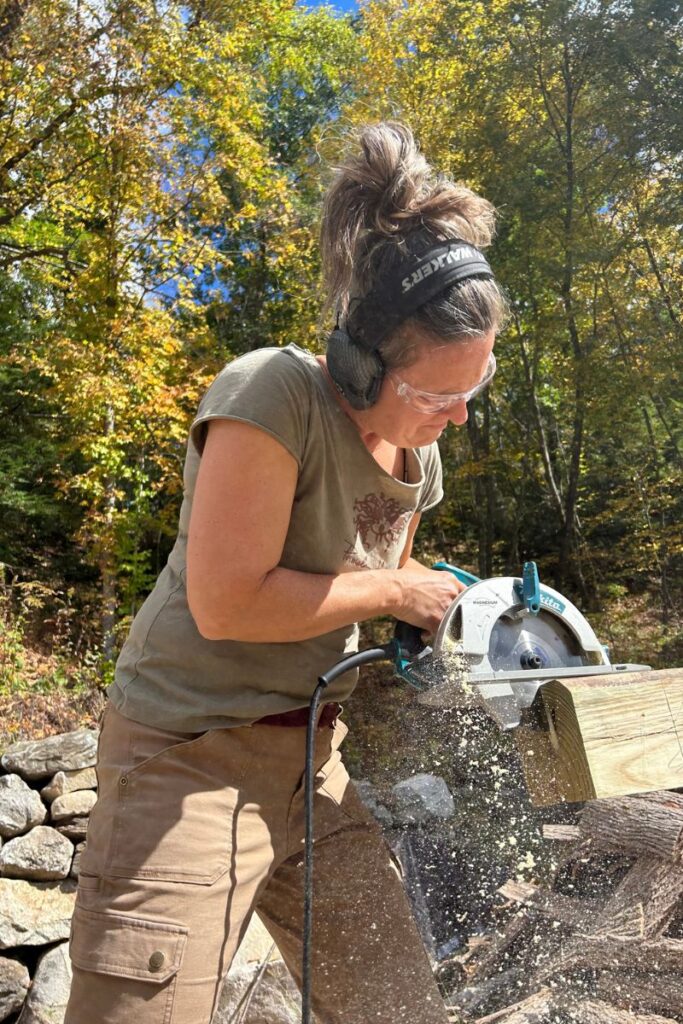 cutting wood