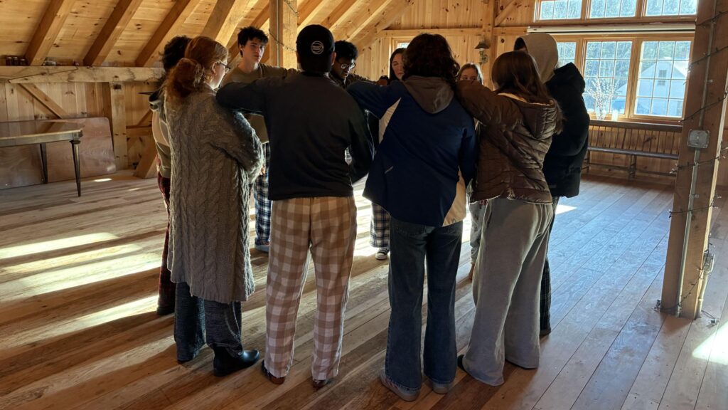 group in the barn