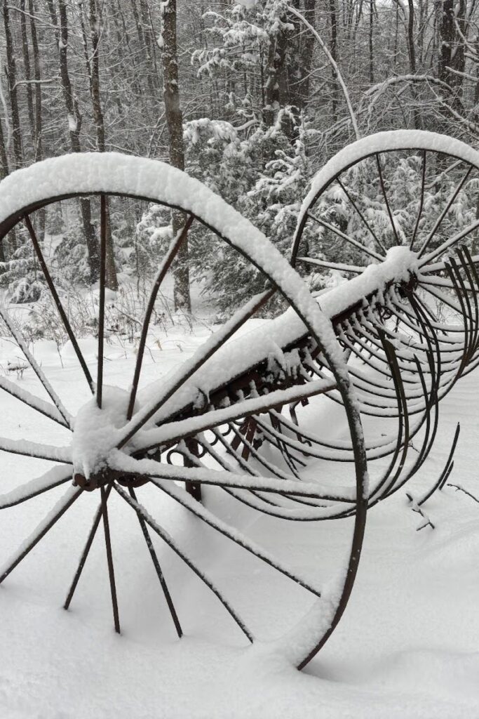 cart wheels in snow